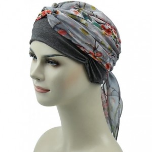 Skullies & Beanies Chemo Headwear Headwrap Scarf Cancer Caps Gifts for Hair Loss Women - Gray Pink - CG18CHXSSHM $30.87
