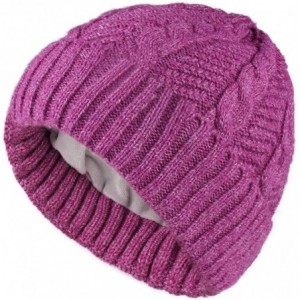 Skullies & Beanies Beanie for Men Women Winter Hat Cable Knit Beanies Mens Fleece Skull Hats Black Caps - Rose - C018Y0M6CIQ ...