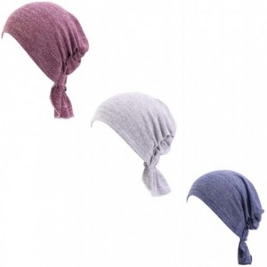 Headbands Womens 3-Pack Cotton Knit Beanie Sleep Turban Hat Headwear for Cancer - Color F - C118HNYRQ9Z $30.43