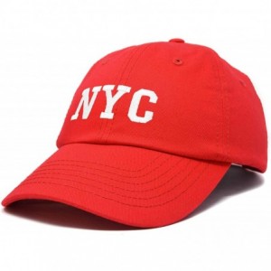 Baseball Caps NY Baseball Cap NY Hat New York City Cotton Twill Dad Hat - Red - C618M7XM62C $19.56
