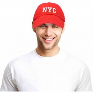 Baseball Caps NY Baseball Cap NY Hat New York City Cotton Twill Dad Hat - Red - C618M7XM62C $19.56