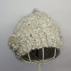 Skullies & Beanies Woman's Warm Soft Cable Lace Pom Furry Flower Crochet Fashion Knit Hat - Khaki - CA188KLZZ3I $23.00
