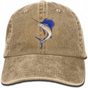 Skullies & Beanies Sailfish Denim Baseball Caps Hat Adjustable Cotton Sport Strap Cap for Men Women - Natural - C618ECQKLO2 $...