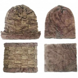 Skullies & Beanies Winter Beanie Hat Scarf Set- Unisex Warm Hat- Thick Fleece Lined Winter Knit Hat - Khaki - CU18Z935M05 $23.90