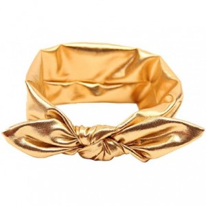 Headbands Girls Rabbit Bow Ear Hairband Headband Stretch Turban Knot Tie Head Wrap (Gold) - CC127Z4TSRV $15.84