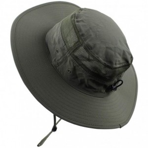 Sun Hats Men Summer Sun Hat UV Protection Wide Brim Mesh Bucket Hats for Outdoor Fishing Beach - Army Green - C318ROZRETG $31.62