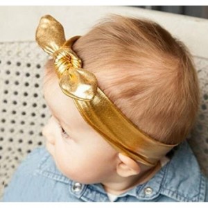 Headbands Girls Rabbit Bow Ear Hairband Headband Stretch Turban Knot Tie Head Wrap (Gold) - CC127Z4TSRV $19.01